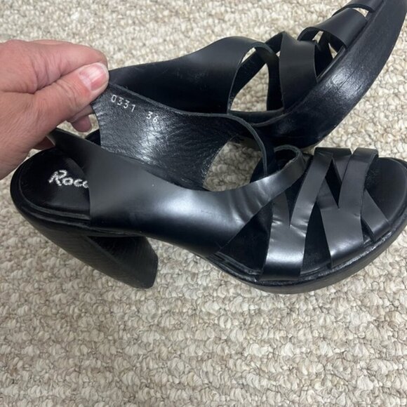 Rocco P. Women's Black Strappy Slip On Slingback Open Toe Heels Size 36 - Picture 10 of 12